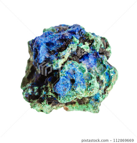 unpolished azurite and malachite mineral isolated 112869669