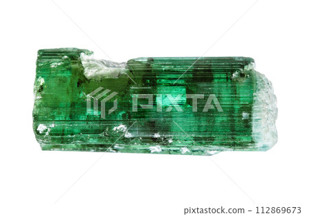unpolished verdelite crystal isolated on white 112869673