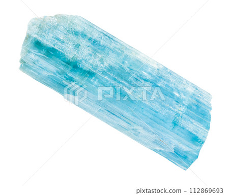 one unpolished aquamarine crystal isolated 112869693