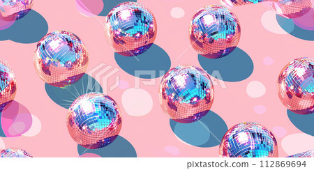 Abstract image of shiny disco balls on a pink background 112869694