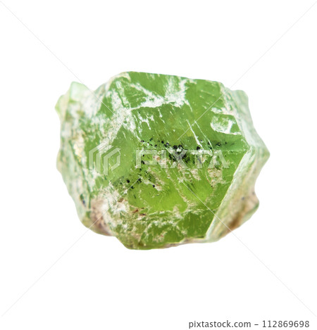 rough demantoid mineral isolated on white rough demantoid mineral isolated on white 112869698