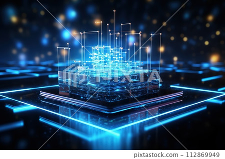 AI-generated content. ai network, big data, cloud computing 3d artificial technology concept, generative ai 112869949