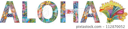 Word ALOHA. Vector zentangle object for decoration 112870052
