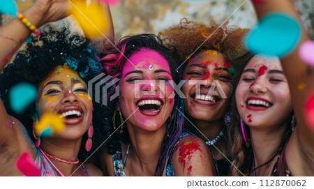 AI-generated content. Joyful Celebration with Colorful Powder Ai generated 112870062