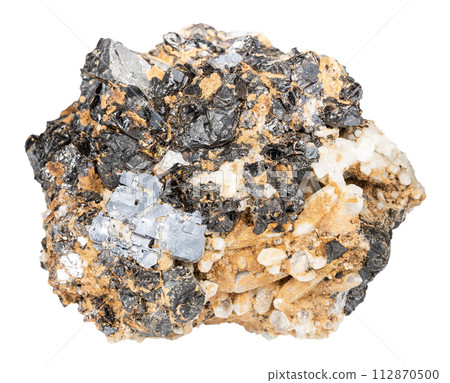 sphalerite with galena minerals in baryte isolated 112870500