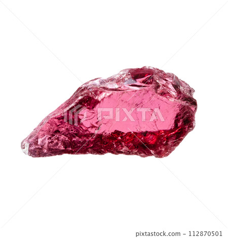 unpolished rhodolite crystal isolated on white unpolished rhodolite crystal isolated on white 112870501