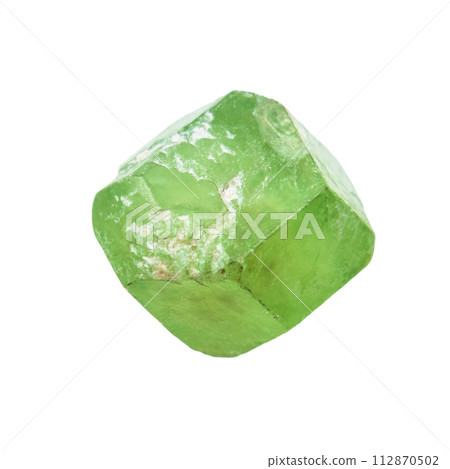 rough demantoid crystal isolated on white rough demantoid crystal isolated on white 112870502