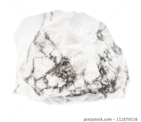 unpolished howlite mineral isolated on white 112870516