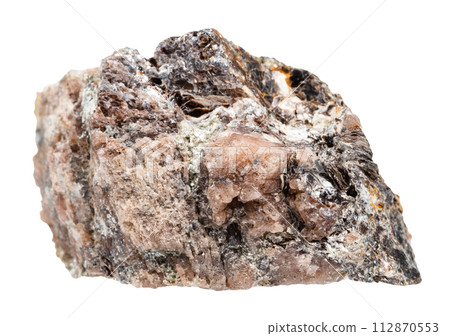 unpolished andalusite mineral isolated on white 112870553