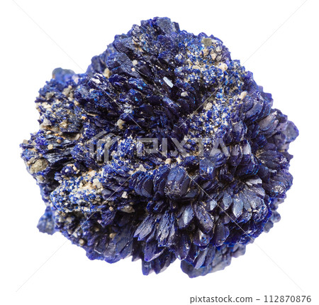 druse of raw azurite crystals isolated on white 112870876