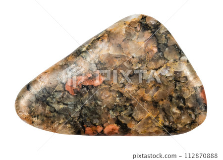 tumbled gneissoid granite mineral isolated 112870888