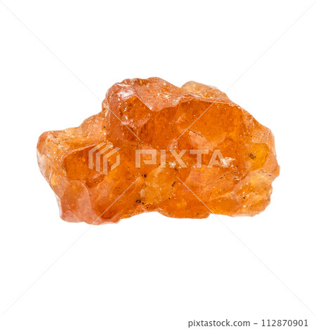 unpolished hessonite grossular crystal isolated unpolished hessonite grossular crystal isolated 112870901