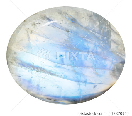 polished cabochon from natural moonstone mineral 112870941