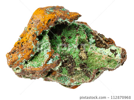 unpolished conichalcite mineral isolated on white unpolished conichalcite mineral isolated on white 112870968