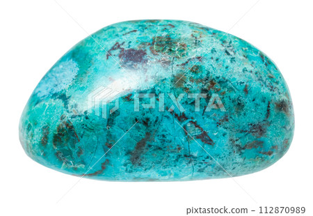 tumbled chrysocolla gemstone isolated on white 112870989