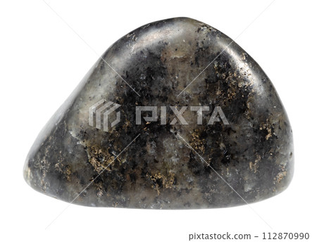 tumbled diorite mineral isolated on white 112870990