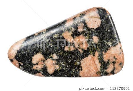 polished gabbro mineral isolated on white 112870991