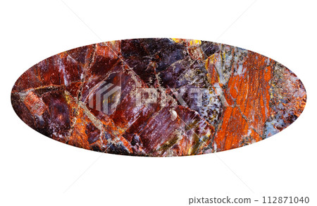 polished oval from pietersite mineral isolated polished oval from pietersite mineral isolated 112871040