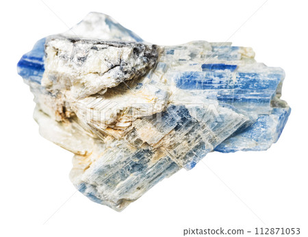 raw blue kyanite crystals in rock isolated raw blue kyanite crystals in rock isolated 112871053