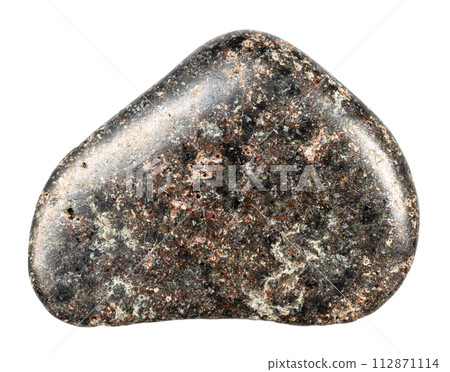 tumbled basalt with hematite mineral isolated 112871114