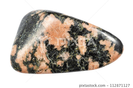 tumbled gabbro mineral isolated on white 112871127