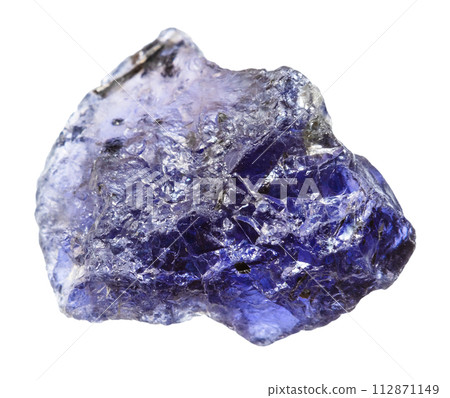 unpolished iolite mineral isolated on white 112871149
