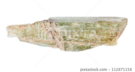 unpolished epidote crystal isolated on white 112871158