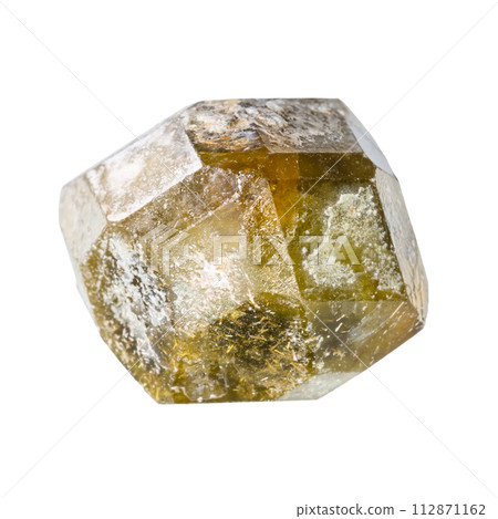 green and brown grossular garnet crystal isolated 112871162