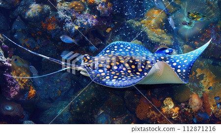 Blue spotted stingray. Blue spotted stingray. 112871216