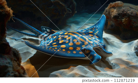 Blue spotted stingray. Blue spotted stingray. 112871219