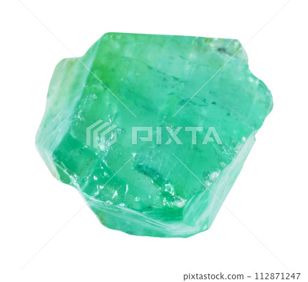 transparent green calcite mineral isolated 112871247