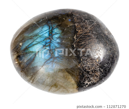 tumbled labradorite gemstone isolated on white 112871270