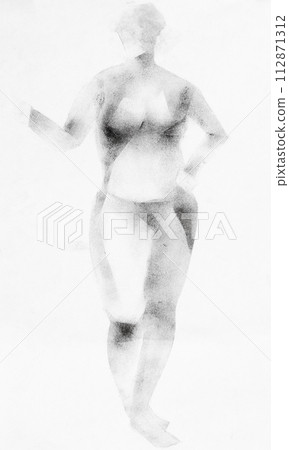 sketch of female curvy model standing in front sketch of female curvy model standing in front 112871312
