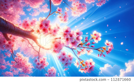 Cherry tree in full bloom  112871660