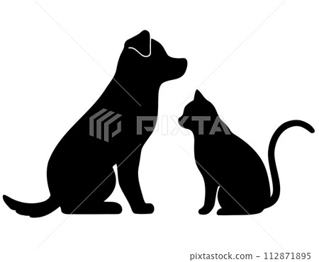 Simple and cute silhouettes of dogs and cats Simple and cute silhouettes of dogs and cats 112871895