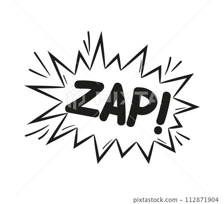 Explosion doodle, bomb element. Comic zap, boom, bam smoke sketch elements. 112871904