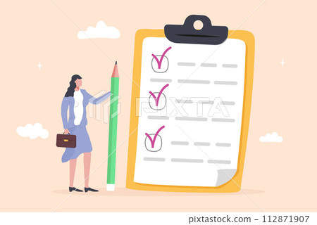 To do list, time management. Checklist concept vector. Manager writes do list 112871907