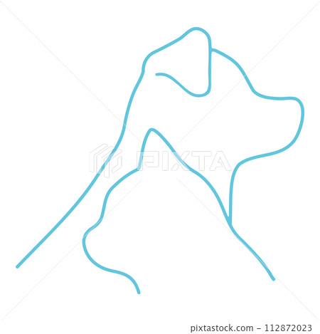 重疊的狗和貓的簡單可愛的輪廓剪影，半身像 112872023
