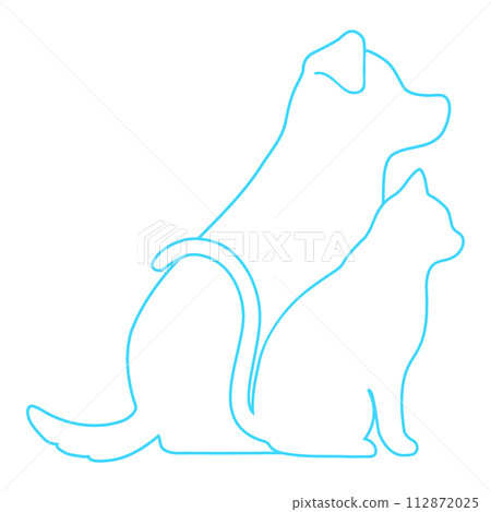 Simple and cute outline silhouettes of overlapping dogs and cats Simple and cute outline silhouettes of overlapping dogs and cats 112872025