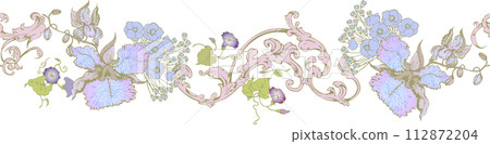 Seamless abstract border. Suitable for fabric, mural, wrapping paper and the like Seamless abstract border. Suitable for fabric, mural, wrapping paper and the like 112872204