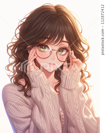 Beautiful woman wearing glasses/AI generation 112872412