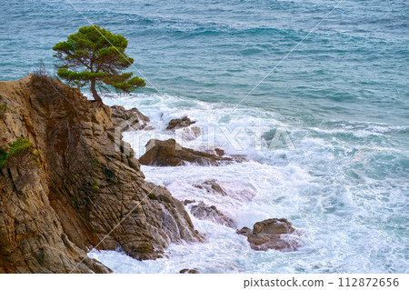 Spain. Lloret de Mar. Rocks, sea, beach 112872656