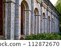 Architecture of Prague. Finishing, details of doors, arches, building facades. Castle.Gothic architecture in Prague Castle, a historic landmark with ancient history. 112872670