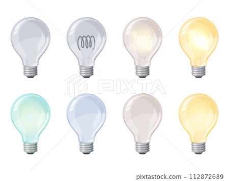 Realistic light bulb illustration material set Realistic light bulb illustration material set 112872689