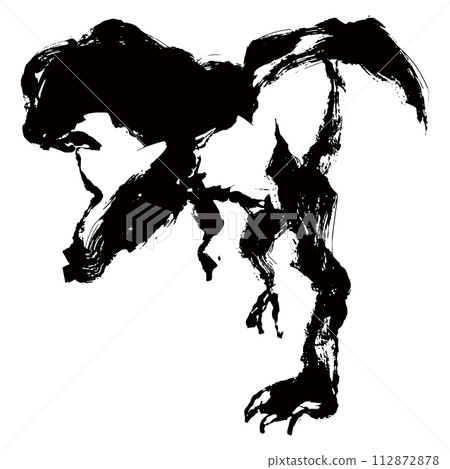 Sumi-e style dinosaur illustration silhouette material vector Sumi-e style dinosaur illustration silhouette material vector 112872878