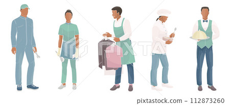 hotel staff African American male and female characters part 2, waiter, kitchen chef, housekeeping, laundry service, maintenance hotel staff African American male and female characters part 2, waiter, kitchen chef, housekeeping, laundry service, maintenance 112873260