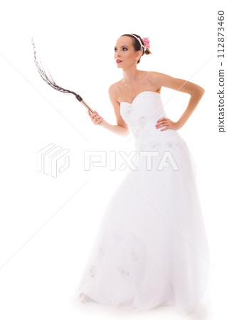bride white gown holds black leather flogging whip bride white gown holds black leather flogging whip 112873460