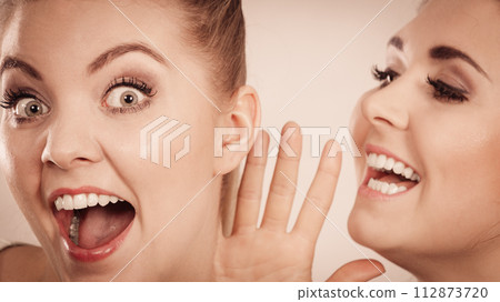 Two women telling gossip 112873720