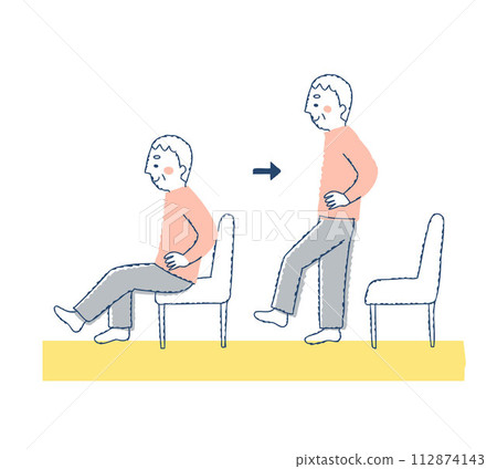 老人單腳站立運動 112874143