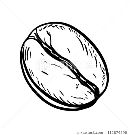 Coffee bean, black and white vector illustration. For packaging, logos and labels. For banners, flyers, menus and posters. Coffee bean, black and white vector illustration. For packaging, logos and labels. For banners, flyers, menus and posters. 112874296